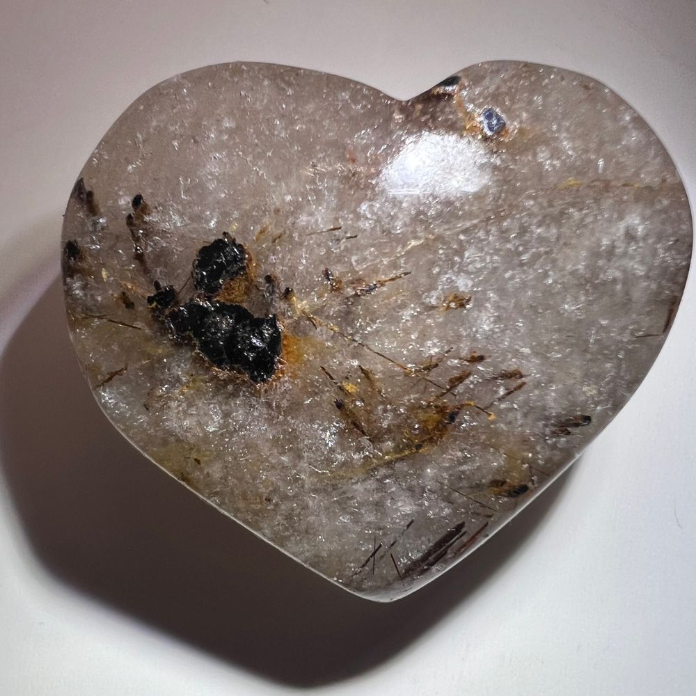 Golden Rutilated Clear‎ Quartz Heart - Picture 4 of 12